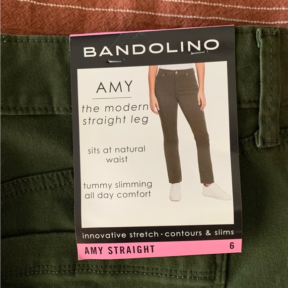 Bandolino Amy Straight Leg Olive Pants - Picture 2 of 4